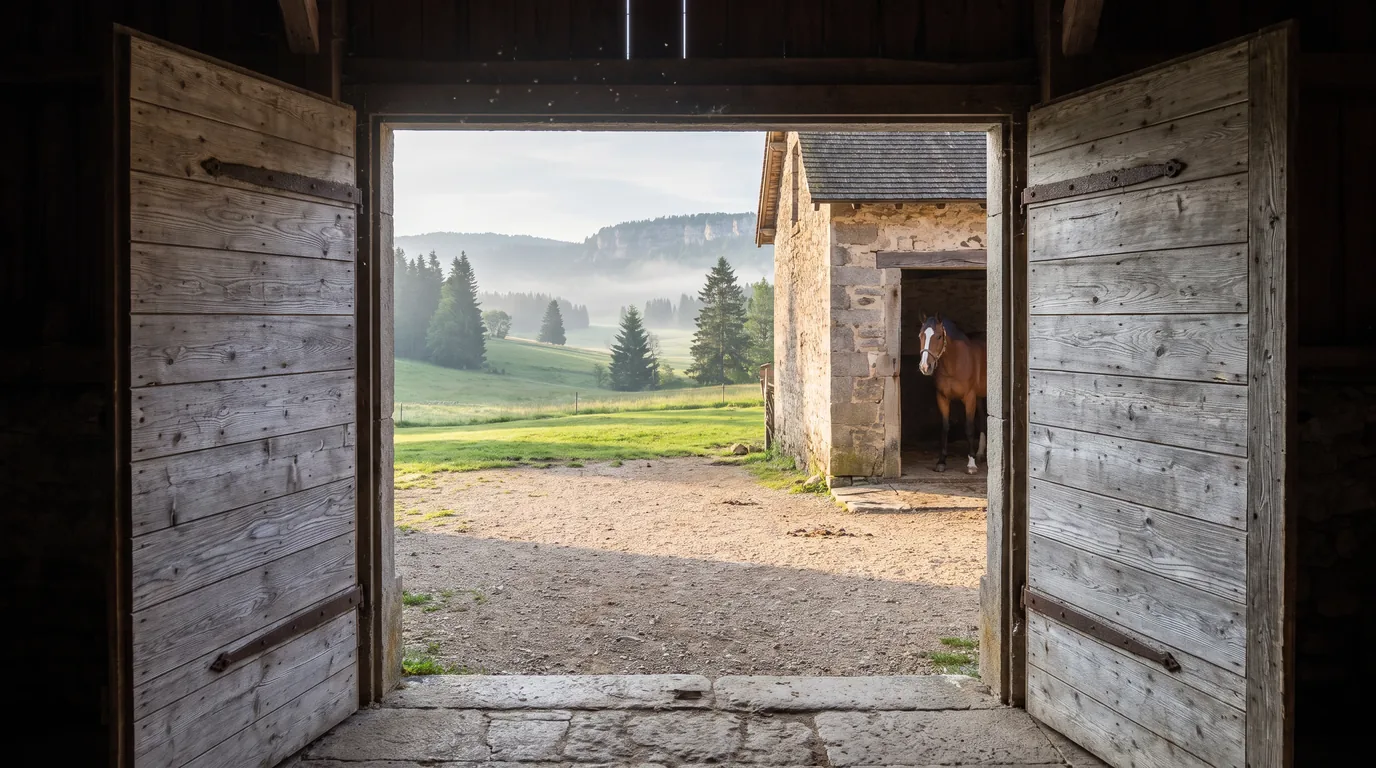 Entrée, Les Prés du Giffre, centre équestre à Samoëns
